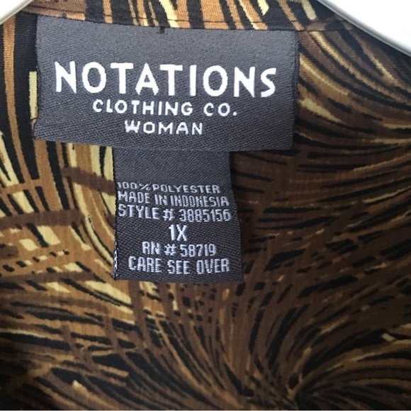 Notations, vintage women’s 2in1/shirt Earth tones, size 1X short sleeves collar - Picture 4 of 8